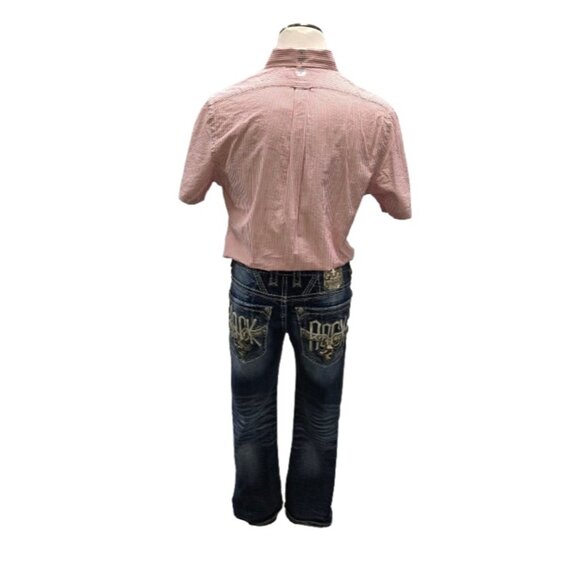 Ralph Lauren Red/White Striped Button Up Seersucker Shirt - Picture 4 of 12